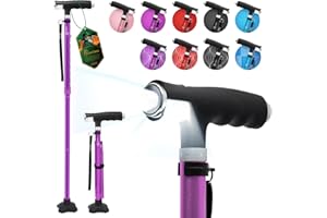 BeneCane Walking Cane for Women Folding Cane for Men with Two Led Lights Quad Cane with Stable Base Lightweight and Adjustable Walking Stick