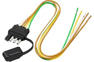 Oyviny 4 Pin 5 Wire Trailer Wiring Harness 18 Inches, 16AWG Pure Copper Wishbond Trailer Light Wiring for Utility Rewiring Both-Side Taillights 4 Way Flat Replacement Plug