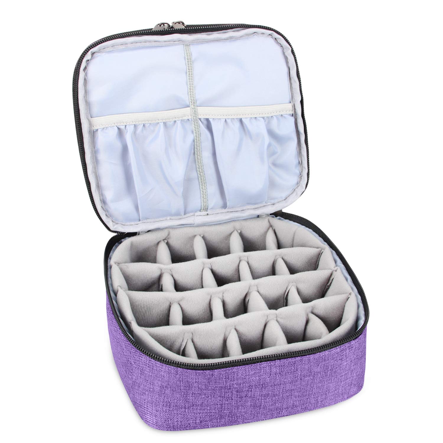 Luxja Nail Polish Carrying Case - Holds 20 Bottles (15ml - 0.5 fl.oz), Double-layer Organizer for Nail Polish and Manicure Set, Purple : Beauty