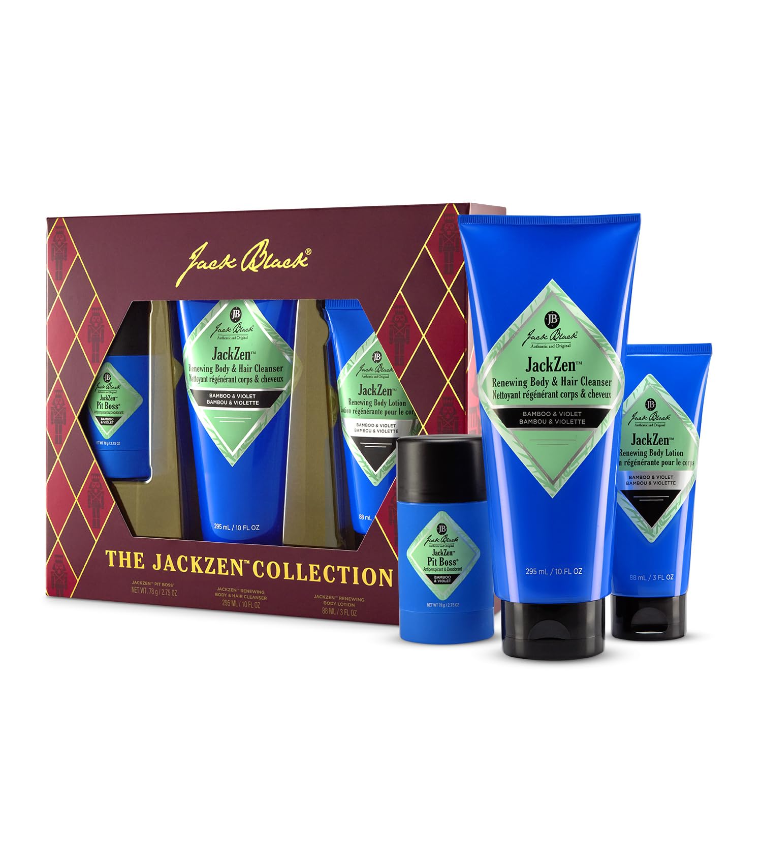 Jack Black Holiday – The JackZen Gift Set for Men – Multi-Purpose Mens Body Wash, Pit Boss Men’s Deodorant, Body Lotion, Grooming Kit