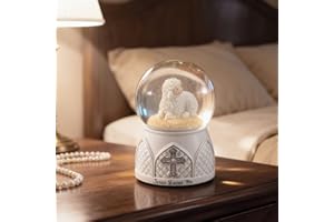 Jesus Loves Me Snow Globe, Jesus White Lamb Baptism Music Box, Religious Gift for Pastors Girls Wife Girlfriends Friends East