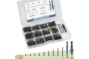 EASEKINDER 440PCS Flat Head Phillips Wood Screws Assortment Kit, Carbon Steel Self-Tapping Screw with Adjustable Wood Countersink (CSQ235 M3)