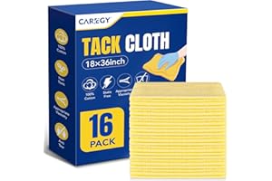 CAREGY 16Pcs Tack Cloth for Removing Dust from Woodworking, Sanding Particles, Clean & Polish, Ideal for Woodworking & Painting,Wax and Silicone Free, 18 x 36 Inches Dust Cloths