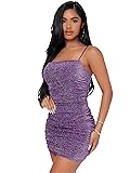 Floerns Women's Glitter Sleeveless Ruched Party