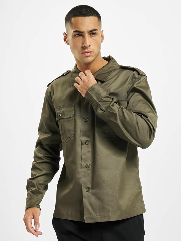 US Shirt Long Sleeve, Color: olive, Size: S