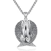 Eusense St Michael Necklace for Men Women Gold Sterling Silver 925 Saint Christopher Pendant Virgin Mary Miraculous Medalla de Praying Hand San Benito Benedict Jewelry