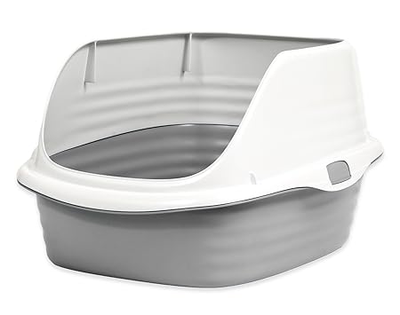 Pet Mate 290055 Rand Katzentoilette mit Microban, Pearl weiß/grau