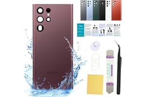 UooFide Compatible for Samsung Galaxy S22 Ultra Rear Back Cover Replacement Glass 6.8-Inches SM-G908 All Carriers with Installation Manual + Repair Tool Kit (Burgundy)