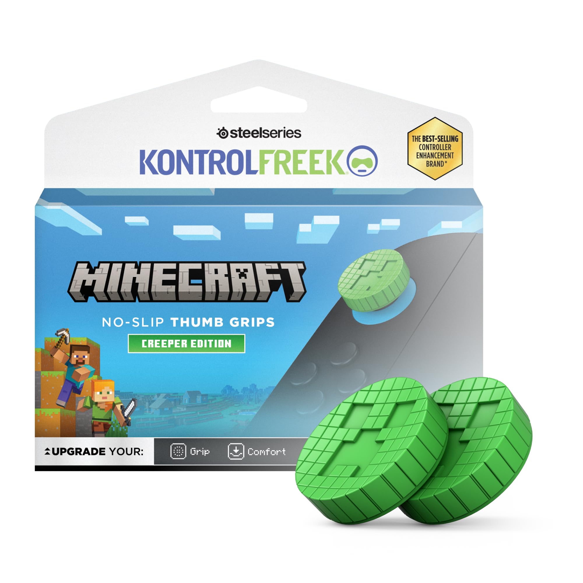 KontrolFreek Minecraft No-Slip Thumb Grips - Creeper Edition | Compatible with Nintendo Switch 2 Joy-Cons | 2-Pack