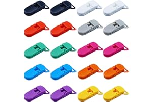 DEMEARLY 20-Pack Pacifier Clip Replacement Ends - BPA-Free Plastic Fasteners for DIY Baby Crafts, Sewing Bibs & Blankets Straps (3/4 Inch, 10 Colors)
