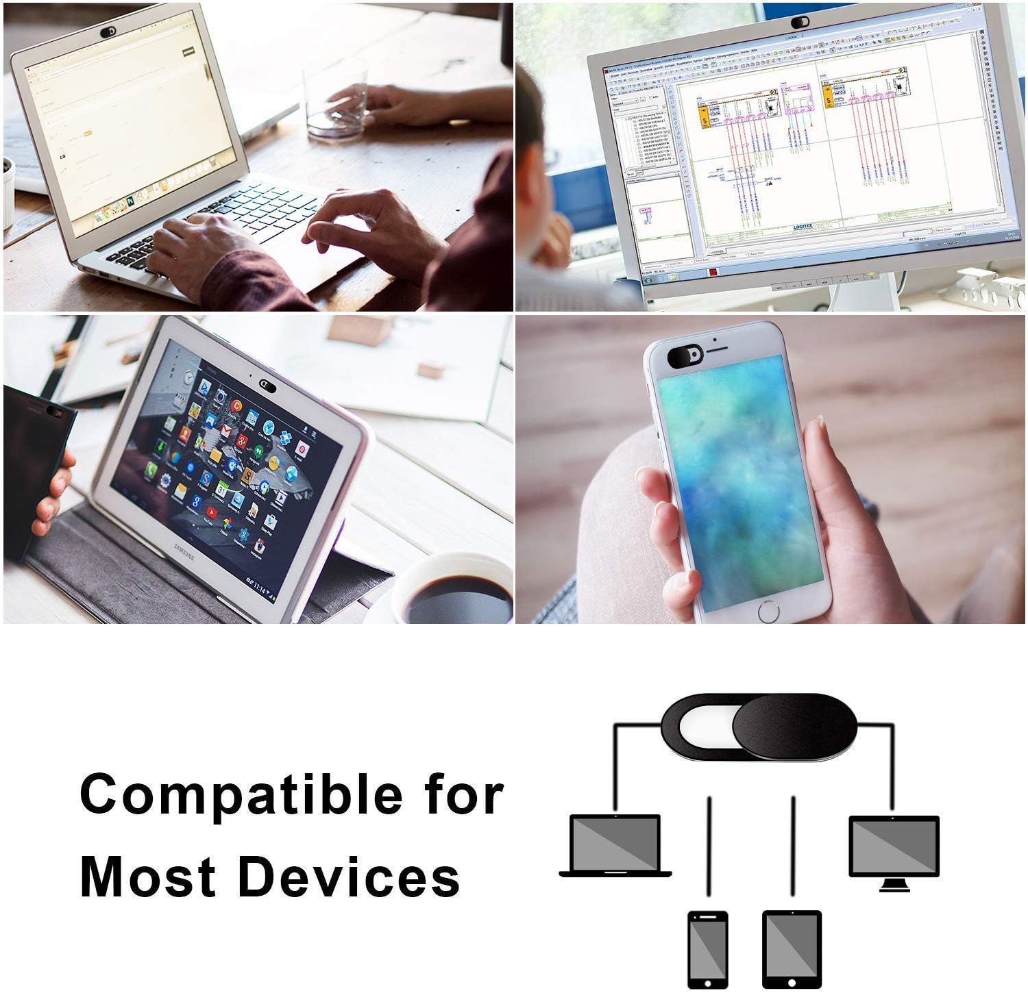 Laptop Camera Cover Slide, Anti-spy Webcam Cover for Laptop, PC, MacBook,iMac,Computer,iPad,Smartphone,Echo Spot,Tablet,Ultra Thin Camera Slide Blocker: Computers & Accessories
