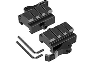 LONSEL Picatinny Riser Mount, Low Profile Rail Riser Mounts Adaptor with QD Lever Lock Quick Release & 3 Slots Picatinny Rails for Scope Rings Optics Sights, 1/2" H x 1.57''L