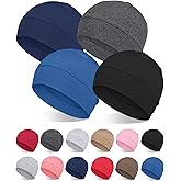 FocusCare 2Pcs/4Pcs 100% Viscose Beanies for Men Women Helmet Liner Lightweight Sleeping Cap for Chemo Hair Loss