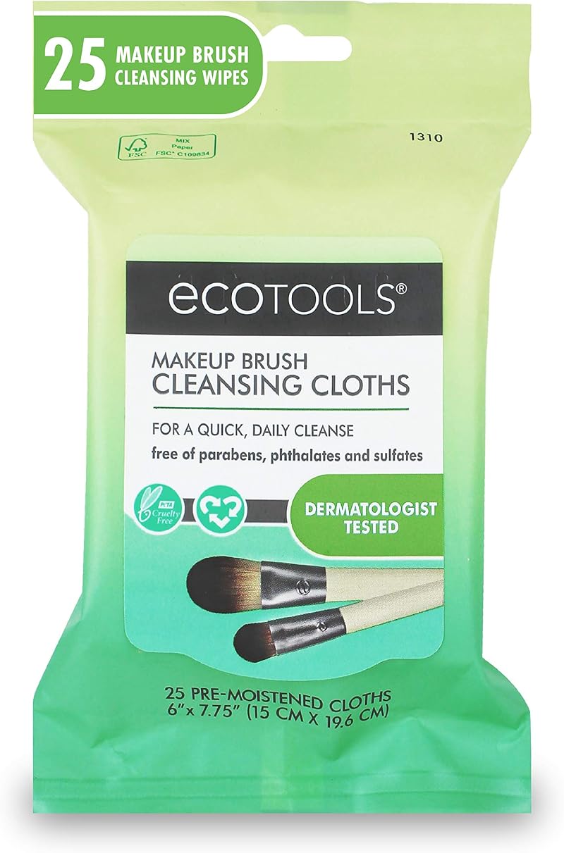 EcoTools Makeup Brush Cleansing Wipes Instant Wash Away Makeup Oil & Impurities