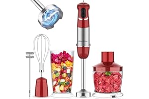 Blackcow Multi-Use 5 in 1 Immersion Blender 3.0, BPA-Free, 800W 12 Speed Hand Blenders for Kitchen, Copper Motor Stainless St