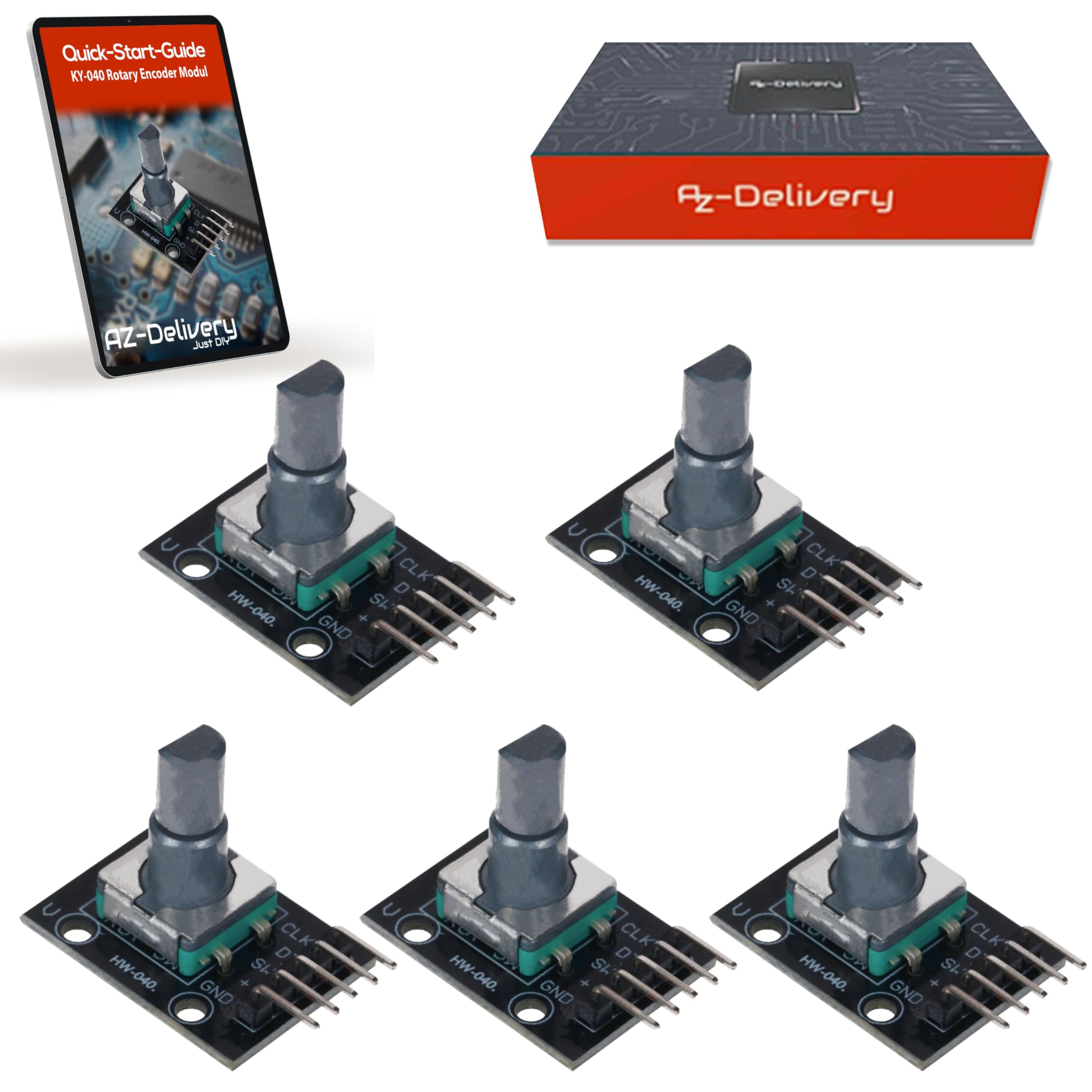 AZDelivery 5 x KY-040 Rotary Encoder Module compatible with Arduino including E-Book!