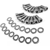 PLKHCU SBF BBF SBC Stainless Steel Exhaust Aftermarket Headers Bolt Kit 3/8&rdquo;-16 x 1&rdquo; Bolts for Ford Big Block 260 289 302 351W 351C 352 390 428 429 460 FE for Chevy Small Block 265 283 305 327 350 400
