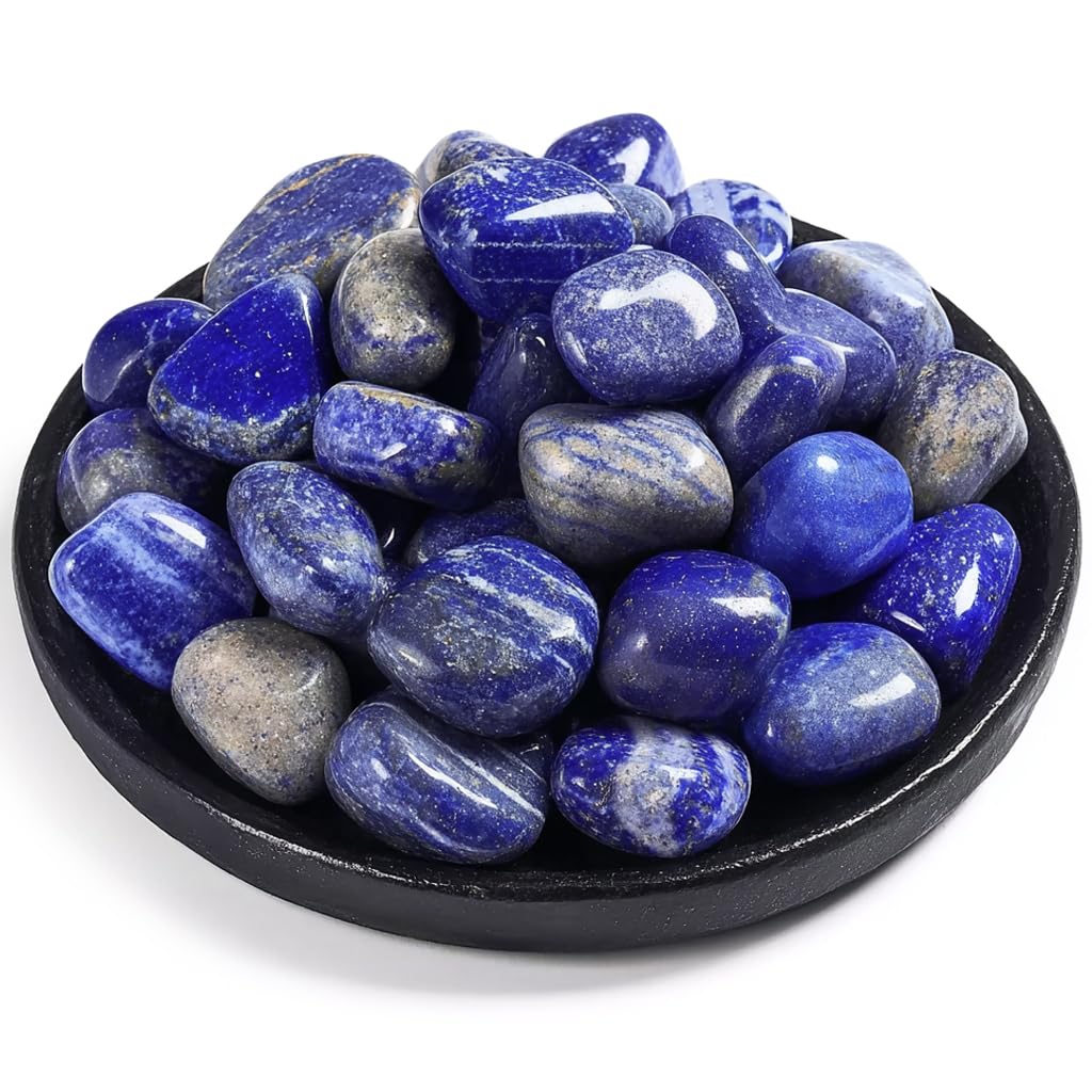 Photo 1 of SigMntun Polished Stone Set Lapis Lazuli Crystals, 0.8" Handpicked Tumbled Gemstones Rocks, Pebbles for Reiki, Chakra, Healing, Home Decor