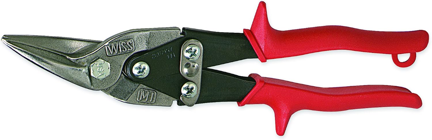 Wiss M1R 9-3/4" Compound Action Snips, Cuts Straight to Left, Red