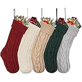 Signifyule 5 Pack Christmas Stocking,Hanging Knitted Stocking,Gifts & Decorations for Family,Holiday Party Fireplace Christmas Tree Decoration