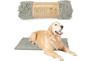 My Doggy Place Microfiber Dog Mat for Muddy Paws, 36" x 26" Light Gray - Absorbent and Quick-Drying Dog Paw Cleaning Mat, Washer and Dryer Safe - Non-Slip Rubber Backed Dog Floor Mat, Large