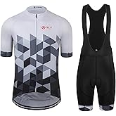GCRFL Men's Cycling Jersey Set Road Bike Shorts Sleeves Jersey Zipper Pokcet Bib Shorts with Padded, Cycling Clothing kit Men