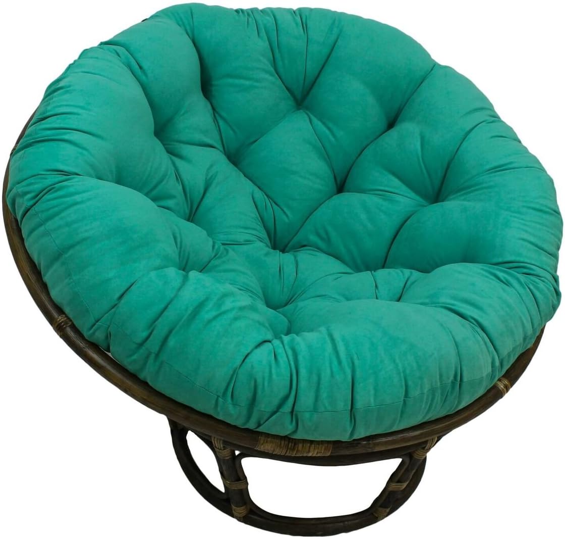 American Rattan Papasan Chair with Mint Green 100% Polyester Cushion - Adult Size