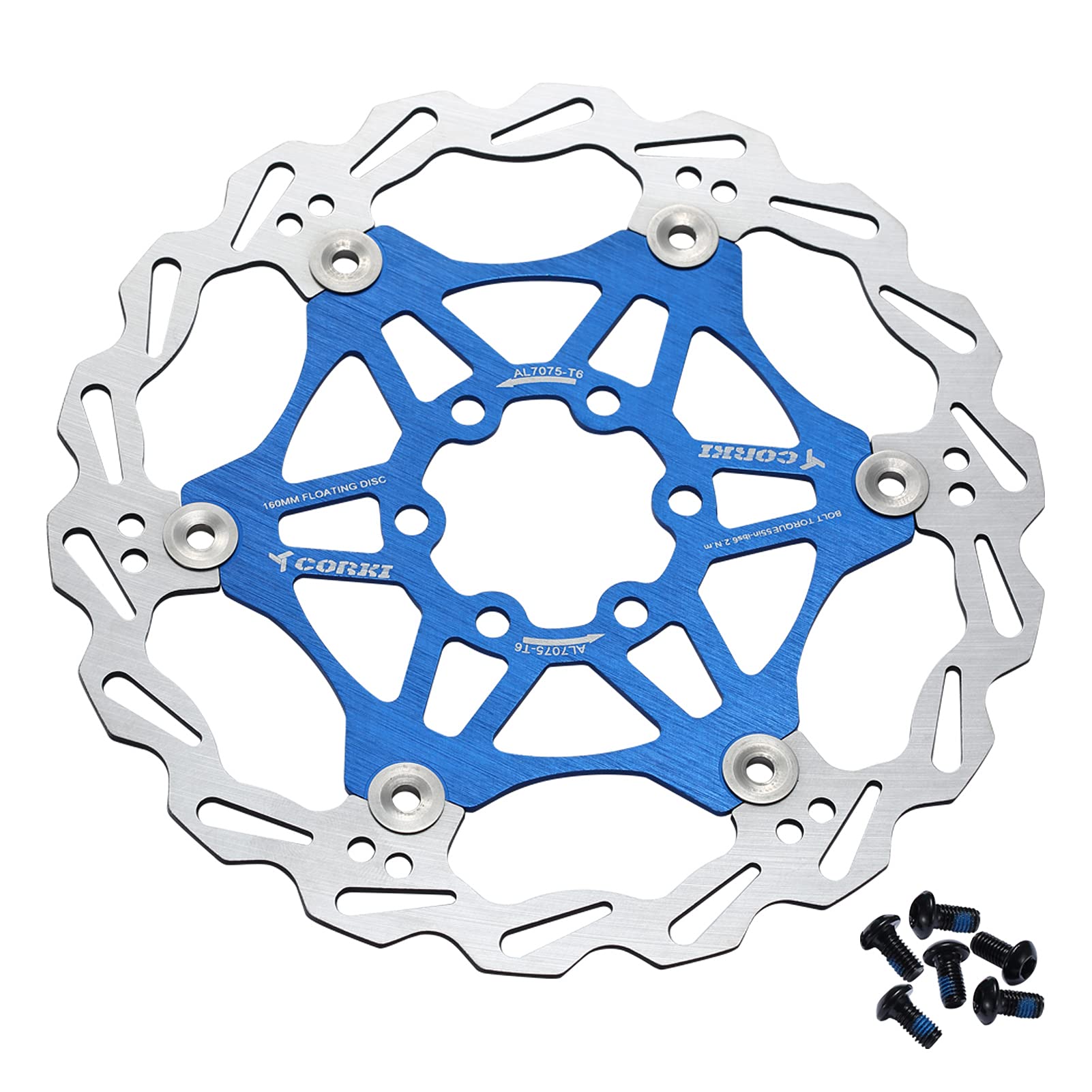 Bynccea 160 mm 180 mm Bicycle Floating Brake Disc with 6 Screws for Mountain Road Bike BMX MTB