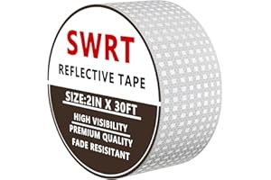 SWRT Reflective Tape 2 Inch x 30 Feet DOT-C2 Shining Star Fade Resistant White Reflective Tape Outdoor Waterproof Strong Adhesive Safety Warning Tape Reflector Conspicuity Tape for Trailer Trucks Bike