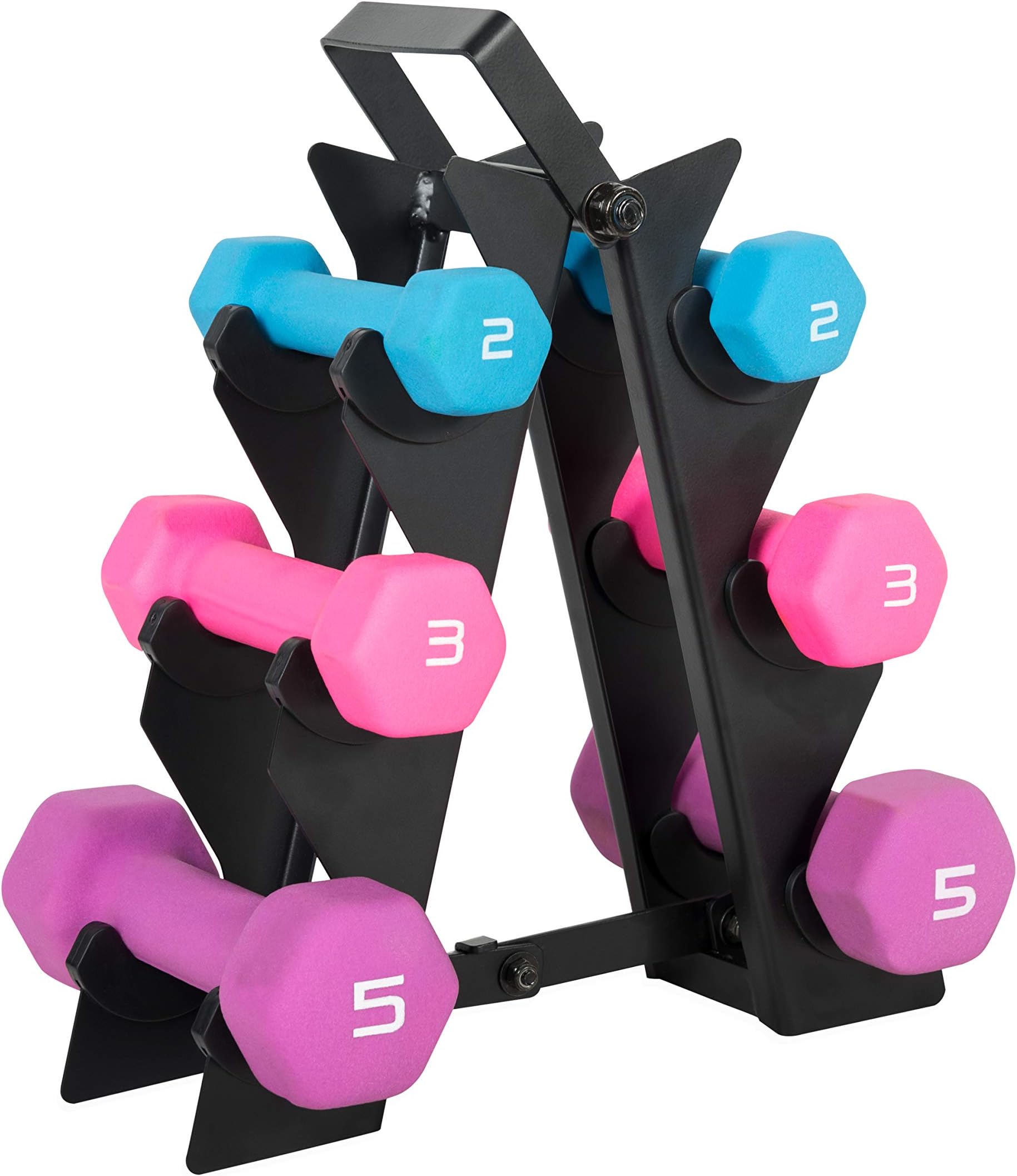WF Athletic Supply Dumbbell Set with Storage Rack