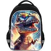 Kids Backpack Lightweight Durable Medium Teens Kids Backpack for School Boys and Girls Bookbag with Adjustable Shoulder Straps & Padded Back 17 Inch School bags with 3D Reflective Dinosaur Cartoon