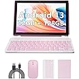 Android 13 Tablet 10 Inch, 12GB RAM 128GB ROM/1TB Expandable, 2 in 1 Tablets with Keyboard Mouse Case Stylus, Quad-core 2.0GHz Processor Tablet, 1280*800 IPS HD Touch Screen, 5G WiFi 6 BT 5.0