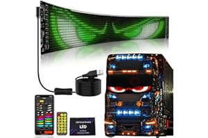 Pddolw Ojos Led para Carro,Devil Eyes Light for Cars,Pantalla Led Flexible para Carros,Windshield Eyes Animated Led, APP Control, Customizable Programming,USB Interface 1PC 6.7×2.7 in/16×32 Pixels