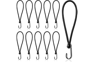 KINZOMOR 8 Inch Small Bungee Cord with Hooks-Black Bungee Cords Heavy Duty Outdoor Bungee Straps with Hooks for Camping, Tarps, Tents, Hiking,Hunting,Trucks and Boats (10 Pack)