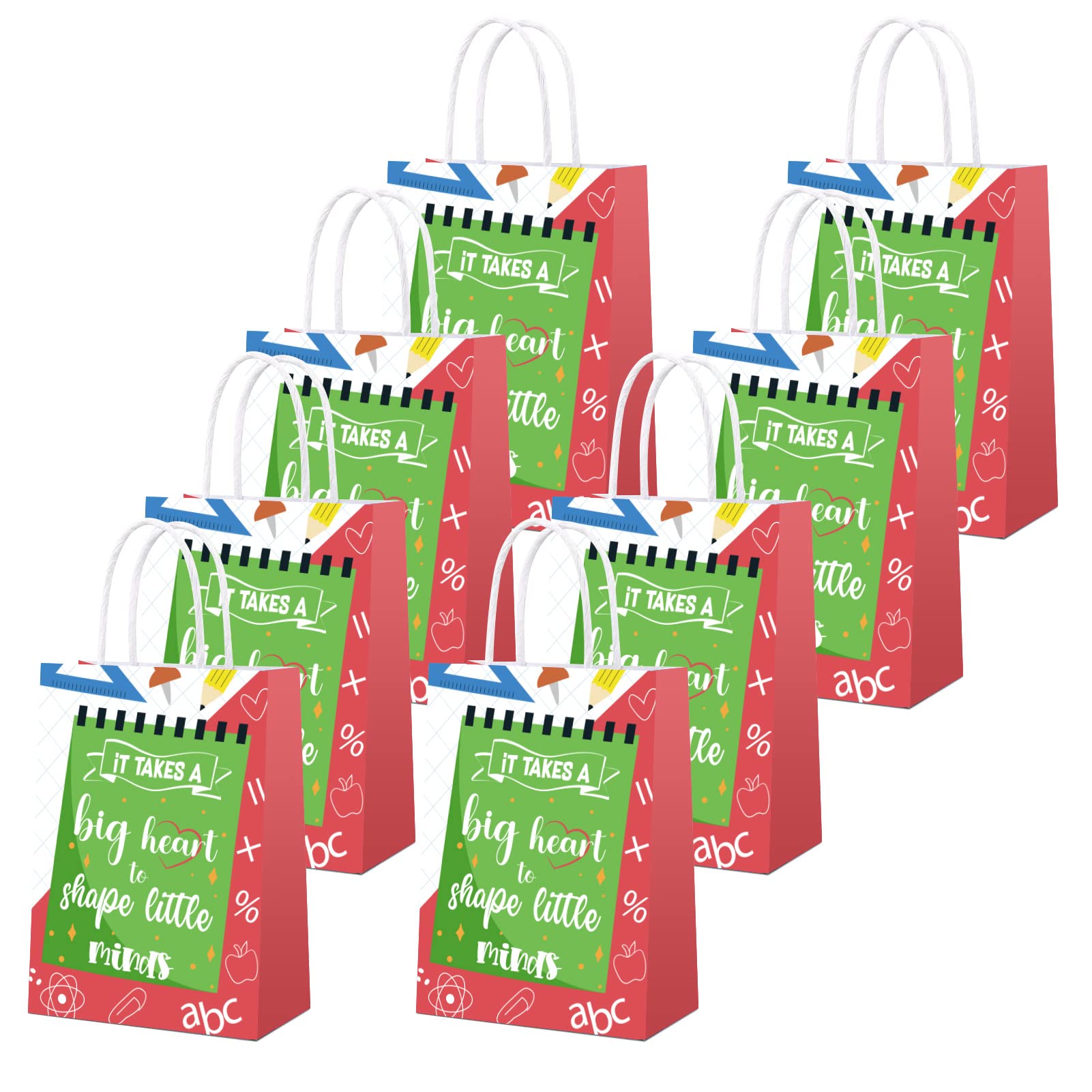 8 Pcs Teacher Appreciation Tote Bags - Thank You and Leaving Gifts for Best Teacher Ever - Present Bags for Home Office Party Decorations