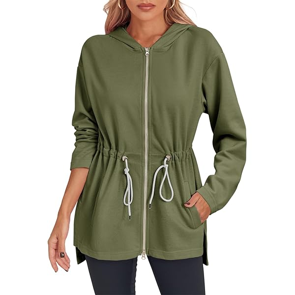Amazon.com: Womens Zip Up Hoodies Open Front Drawstring Waist