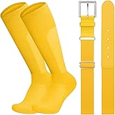 LEACOOLKEY Baseball Belt and Socks Combo Set Breathable Softball Socks and Elastic Belt for Youth Adult