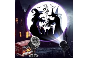 Lingvee Halloween Projector Light with 1 Film Slides Holiday LED Projector Lights Outdoor Reflectors Waterproof Landscape Decorative Rotation Lighting Movement Projection Lamp(Witches Poison)