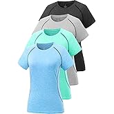 Cosy Pyro 4-Pack Women's Workout Tops Short Sleeve Athletic Compression T-Shirt Quick Dry Running Gym Tee Yoga Shirts