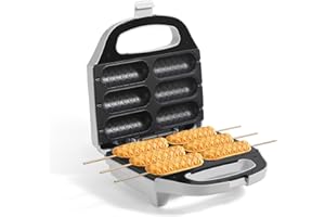 Corn Dog Waffle Maker, Hot Dog Waffle Machine with Non-stick Coating Plate, Hot Dog Maker Toaster Make 6 Corn Dogs, Corn Dog 