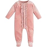 Mud Pie baby-girls Mud Pie Baby Pink Velour Sleeper