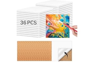 ANPUIMULT 36 PCS Ceramic Tiles for Crafts and self-Adhesive Cork mat,unglazed Ceramic Coasters for Crafts,Use with Alcohol Ink or Acrylic Pouring Make Your Own DIY Coasters