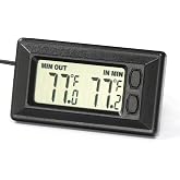 Smart Digital Car Thermometer for Interior &amp; Exterior Use, Dual Display Fahrenheit/Celsius with Max/Min Memory, 9.9 FT Weatherproof Probe Sensor Cable for Sedan, Truck, SUV, Pickup