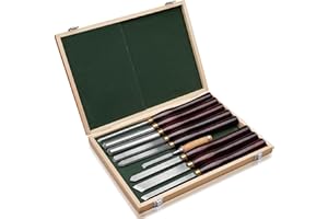 Urbansential HSS Wood Turning Tools Lathe Chisel Set of 8 pcs, with Wooden Box (RED)