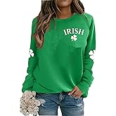 Susongeth St. Patrick's Day Sweatshirt for Women Irish Shamrock Pullover Shirts Tops Raglan Sleeve Lucky Leaf Clover Shirt