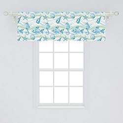 Ambesonne Nautical Window Valance, Marine Ocean