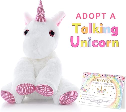 Amazon ユニコーン ぬいぐるみ 話すユニコーン インタラクティブおもちゃ クリスマス 誕生日ギフト ガールズ ティーン キッズ 年齢4 5 6 7 8 9 10 幼稚園 ぬいぐるみ おもちゃ