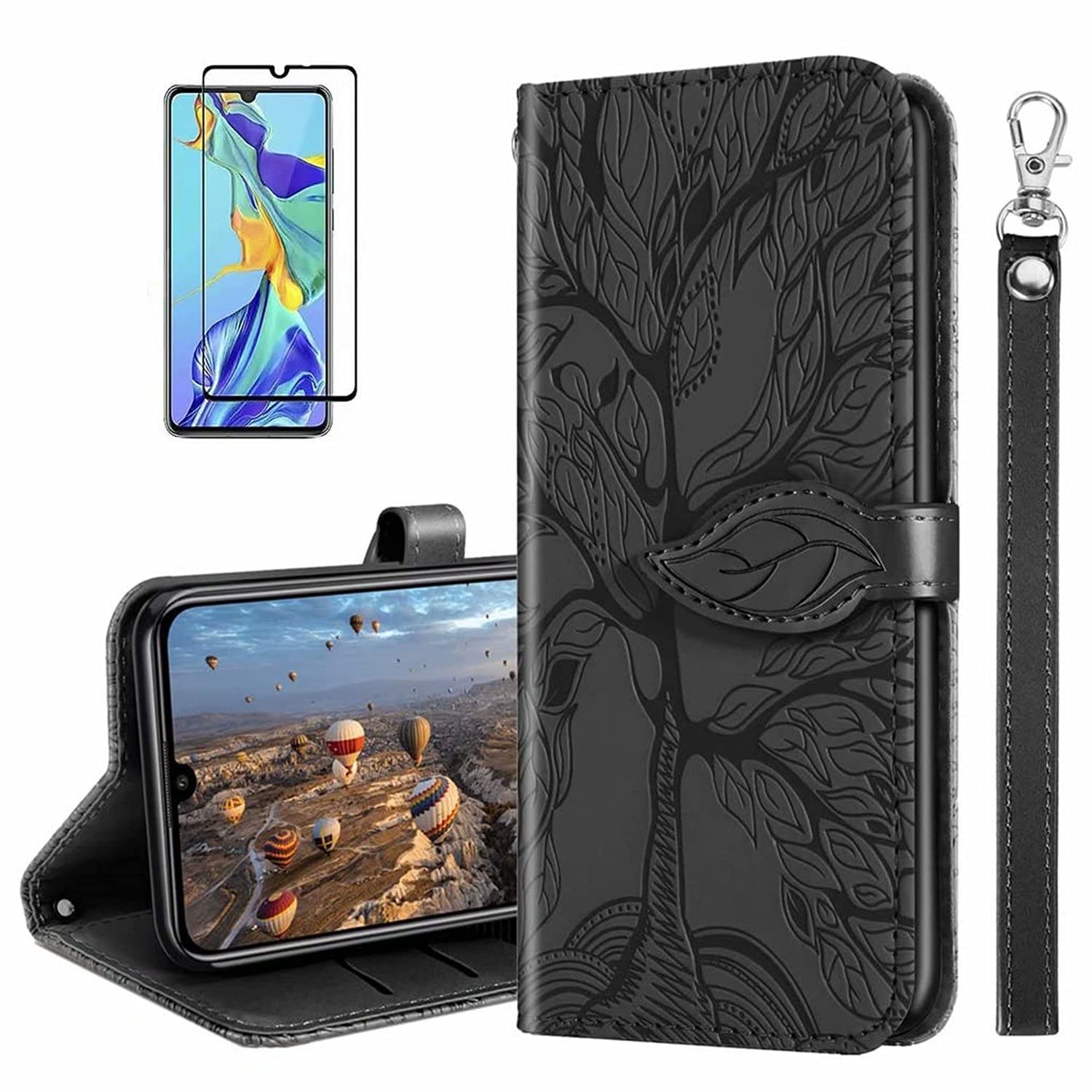 MUTOUREN Case Compatible with Xiaomi Redmi Note 10 4G/Redmi Note 10S PU Leather Protective Wallet Case Flip Cover Magnetic Closure Card Slot Bumper with 1* Screen Protector - Black — image 1
