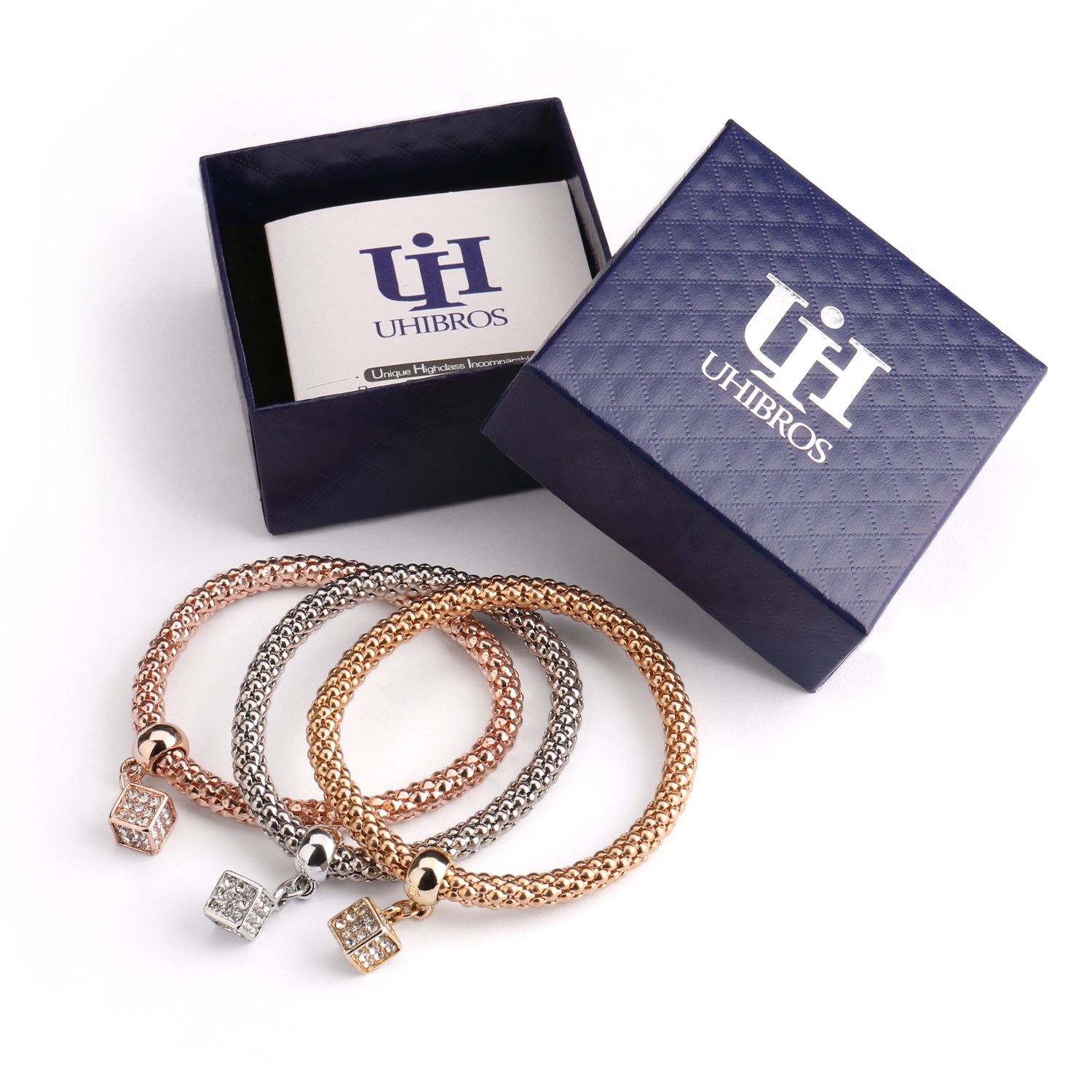 Zircon Stoppers Macrame Bracelet,UHIBROS Multicolor Crystal Unisex Adjustable Fashion Braid Bracelet Beads Braiding Bangle (CZ Charm Bracelet)