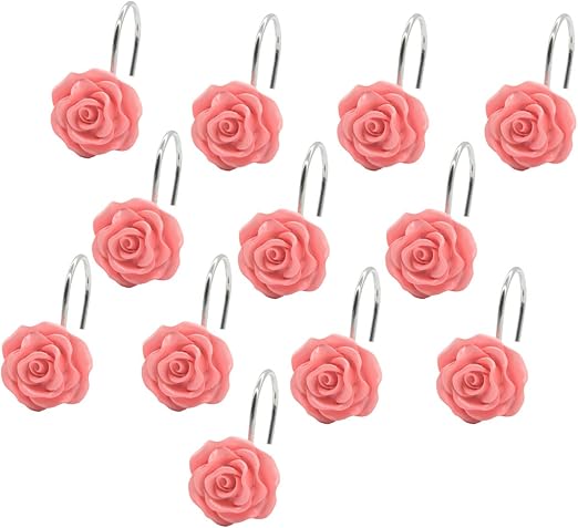 Amazon Com Yukuntang Shower Curtain Hooks 12 Pcs Rose Anti Rust